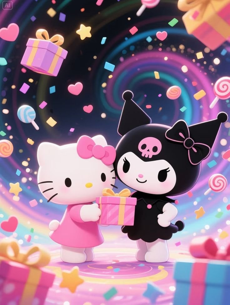 Fondo de pantalla de Hello Kitty y Kuromi