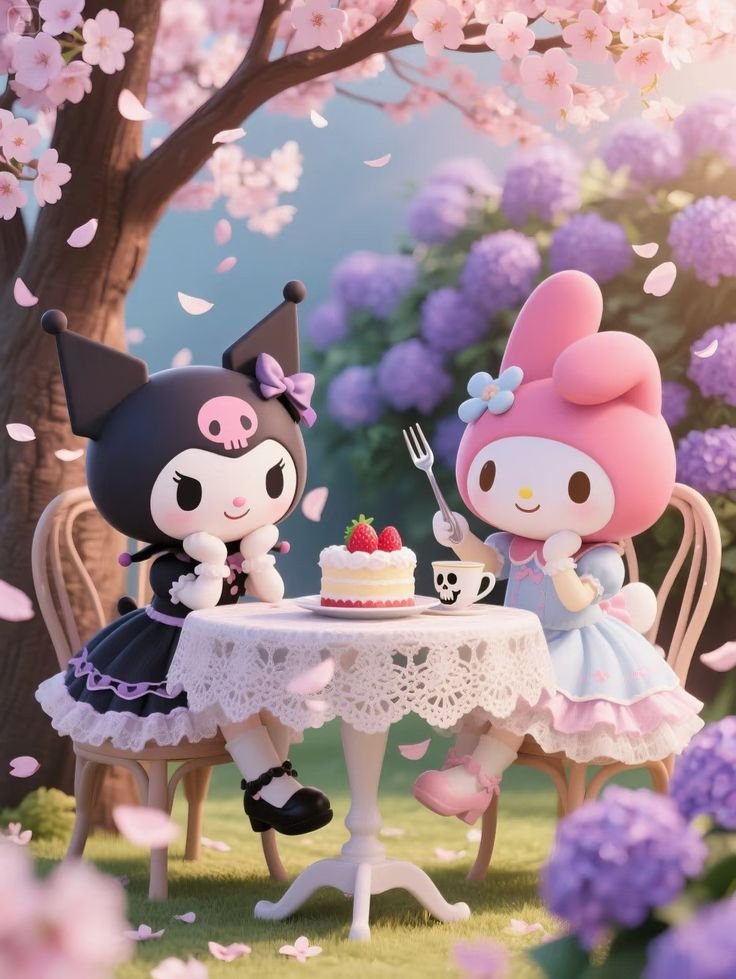 Fondo de pantalla de Hello Kitty y Kuromi