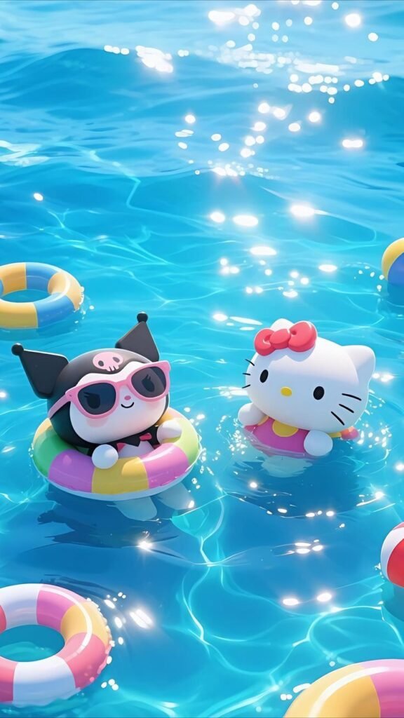 Fondo de pantalla de Hello Kitty y Kuromi